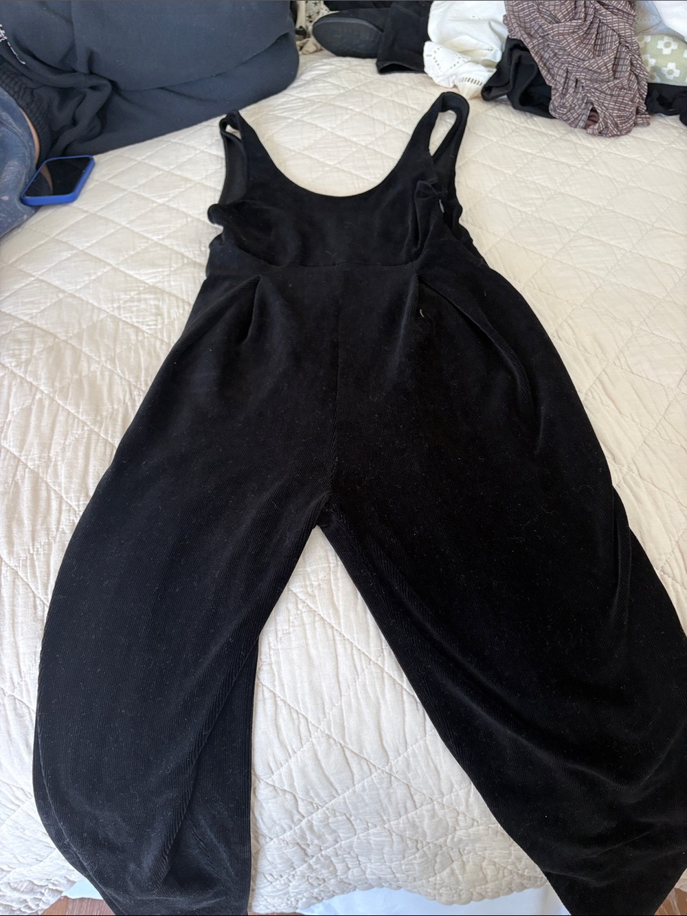 Free People Black Velvet Wide-Leg Jumpsuit